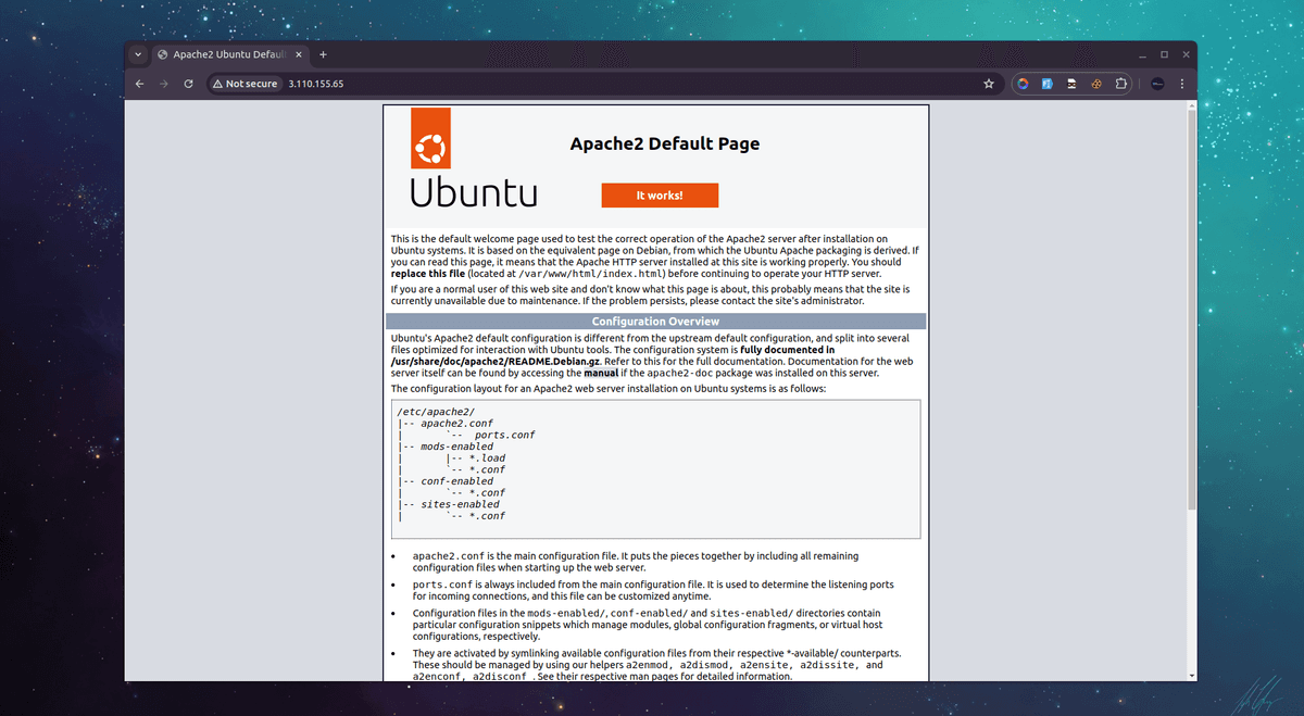 Apache Home page Ubuntu